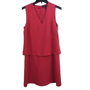 Ellen Tracy Womens Portofino Overlay Sleeveless V-Neck Sheath Dress Watermelon